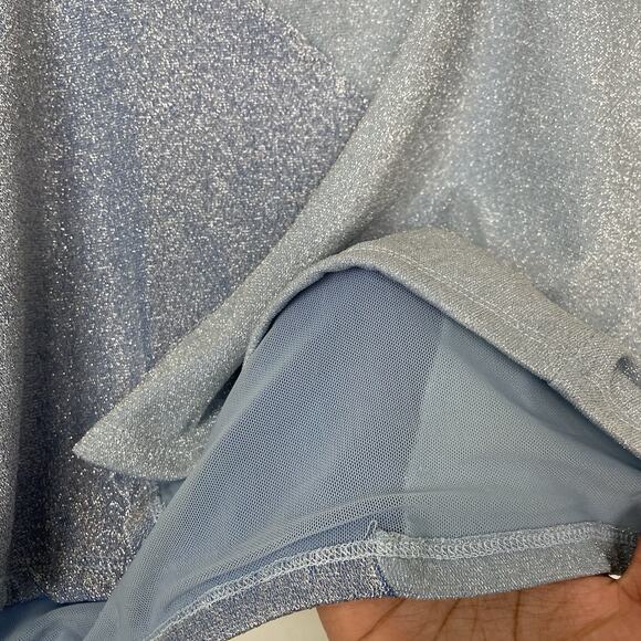 Naked Wardrobe Shimmer Crop Top Size 3X Blue Metallic Shiny Going Out Party - Picture 7 of 9